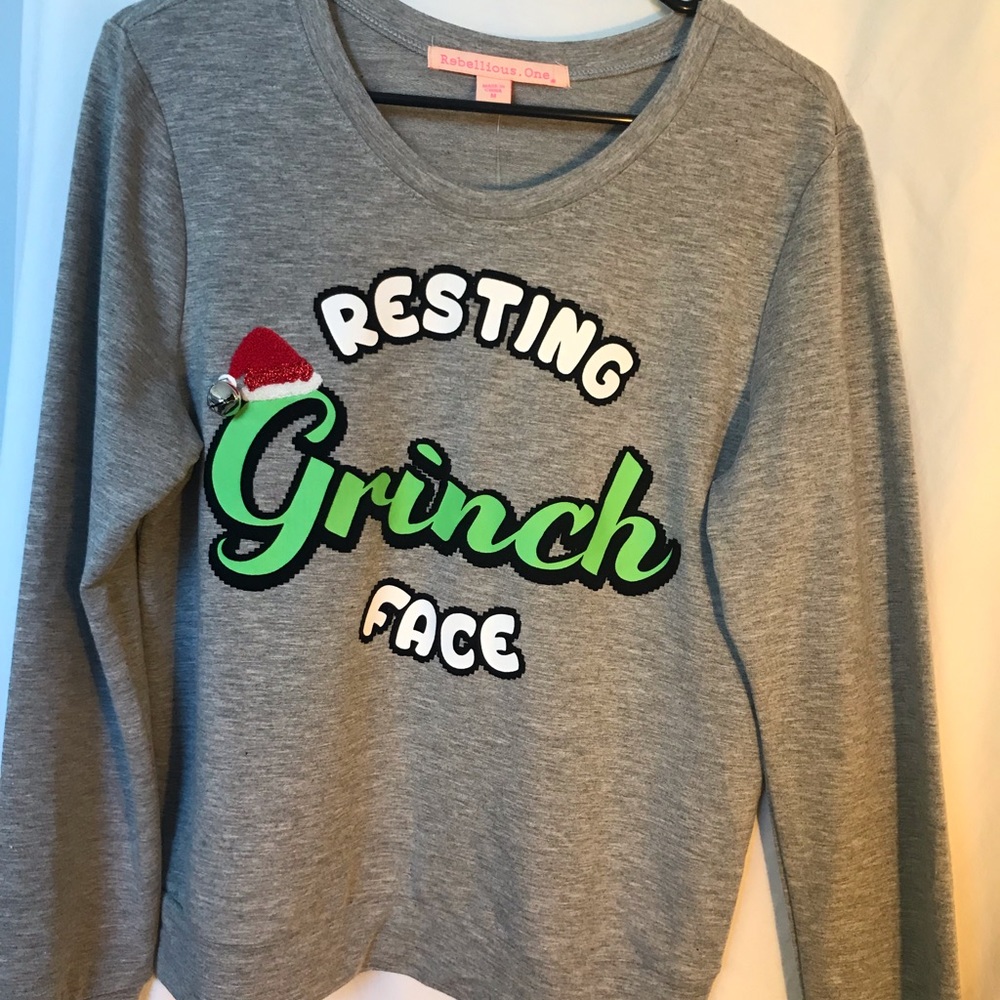 NWT Rebellious one Christmas resting grinch face